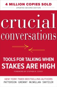 Cover of the book "Crucial Conversations: Tools for Talking When Stakes Are High" by Kerry Patterson, Joseph Grenny, Ron McMillan, and Al Switzler, one of the Best Books on Communication.