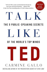 Cover of the book "Talk Like TED: The 9 Public-Speaking Secrets of the World's Top Minds" by Carmine Gallo, one of the Best Books on Communication.