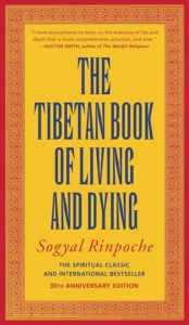 Cover of 'The Tibetan Book of Living and Dying' by Sogyal Rinpoche with a vibrant, traditional Tibetan design.