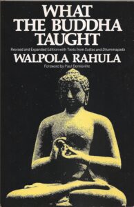 Cover of 'What the Buddha Taught' by Walpola Rahula with a traditional design.