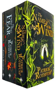 The Kingkiller Chronicle by Patrick Rothfuss, best book series to binge-read for fantasy enthusiasts.