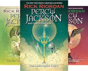 Percy Jackson & the Olympians series by Rick Riordan, best book series to binge-read for young readers and mythology buffs.