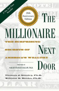 cover of "The Millionaire Next Door" by Thomas J. Stanley and William D. Danko, identifying the habits and characteristics of wealthy individuals