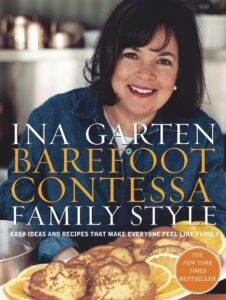 Cover of 'Barefoot Contessa Family Style' by Ina Garten, offering approachable and delicious recipes, perfect for beginners.